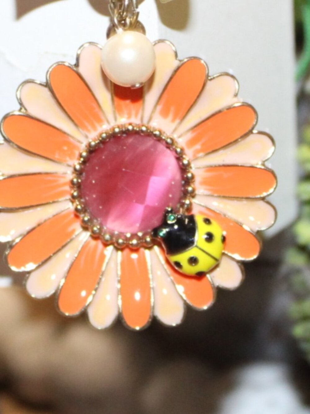 NWOT Betsey Johnson Floral ladybug bag charm/ key chain  FUN! - Picture 5 of 9